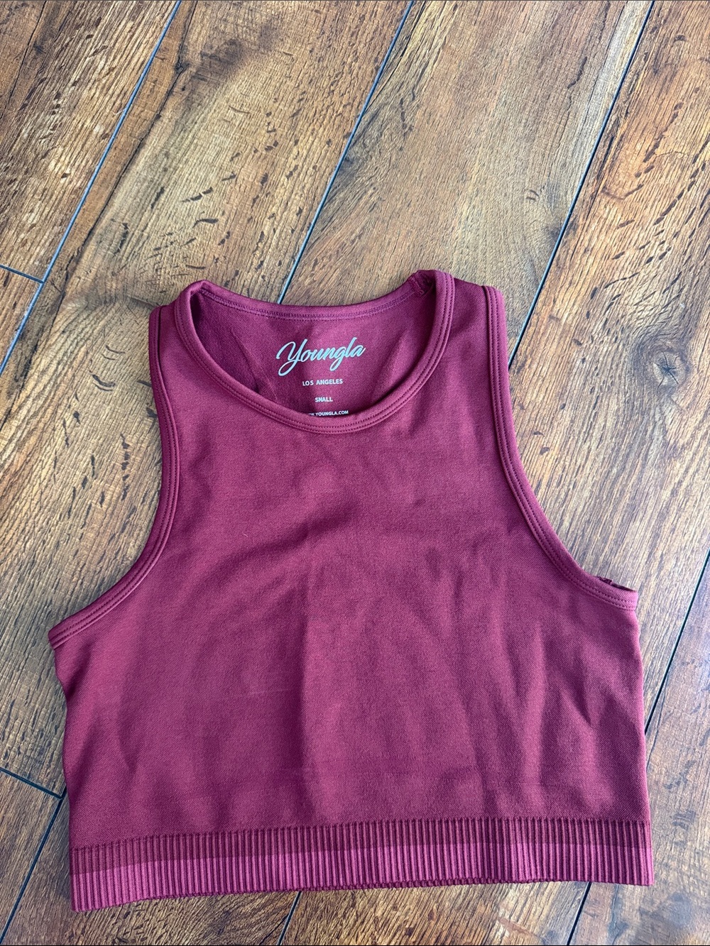 YoungLA Women's Burgundy Ribbed Crop Tank